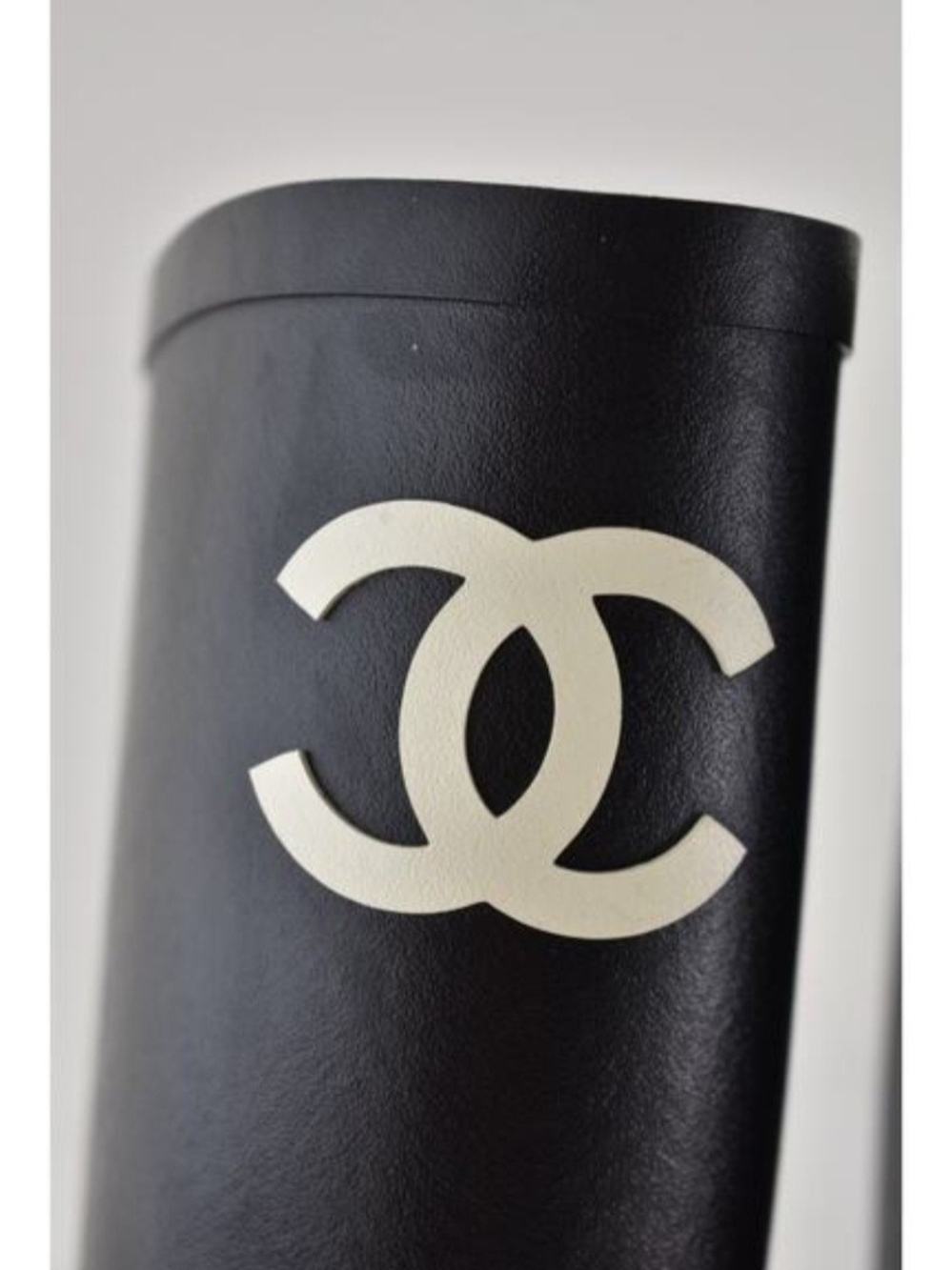 CHANEL Black Rain Boots with CC Logo - Picture 7 of 9